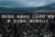 澳彩图库 - 数据校验 - 口径透明 - 速查表 - 口径清晰，澳彩图库v1.0